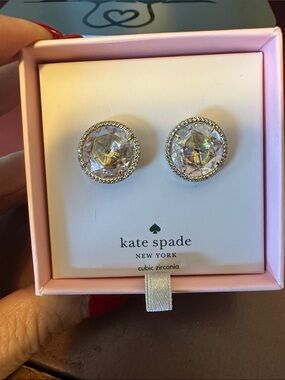 Kate Spade pink sparkley earrings nwt $69 “She Has Spark” in box